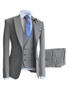 ST729 sur mesure hommes élégant rose bleu formel costume d'affaires <span class=keywords><strong>3</strong></span> pièces Slim Fit Blazer gilet pantalon fermeture éclair mouche mariage marié bal - Product Image 2