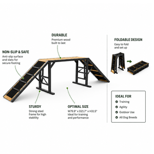 Nueva Rampa Plegable Premium 2026 para Perros, Equipo de Juego, Rampa Ajustable para Parque de Obstáculos de Agilidad al Aire Libre - Product Image 1