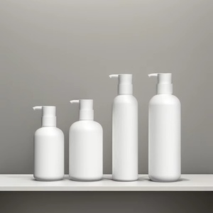 Bouteille de shampoing blanche en plastique à pression, 250 ml, 300 ml, bouteille de shampoing ronde à épaulement, bouteille de gel douche en PEHD 500 ml - Product Image 1