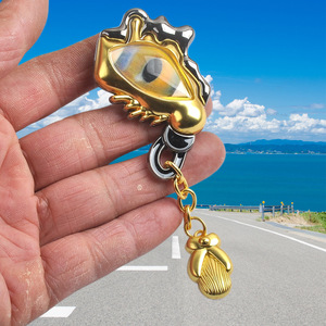 Broche de Luxo Banhado a Ouro com Olho Solar Artístico, Distintivo de Lapela de Metal Exagerado com Olho Grego para Mulheres, Joia de Moda - Product Image 3