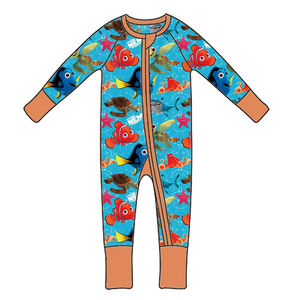 Yumuşak Bebek Giysileri Sonbahar Bebek Erkek Kız Tulumu Bambu Viskon Spandeks 200-220gsm Özel Baskılı Çift Yönlü Fermuarlı Günlük - Product Image 4