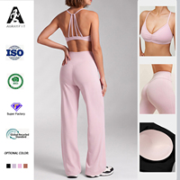 Ensemble de yoga anti-transpiration avec soutien-gorge push-up et pantalon droit sans dos, tenue de sport pour femme