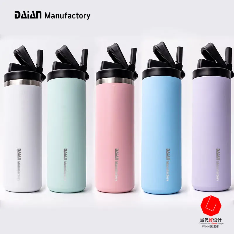 DAIAN Customized Vaccum Insulated Thermo Wide Mouth Sports Water Bottle Vacuum Flask Double Wall Stainless Steel Water Bottles