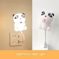 Lampe de bureau mini à commande vocale, ambiance moderne et simple, protection oculaire, lumière douce, panda endormi, USB