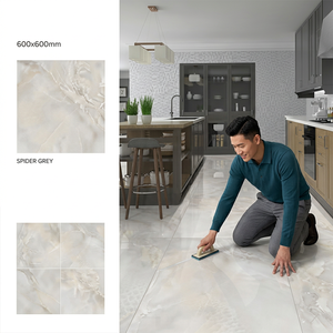 Spider Grey Design 600x600mm Nano Polished Porcelain Ceramic <b>Floor</b> Tiles Marble Look 60x60cm - Product Image 4