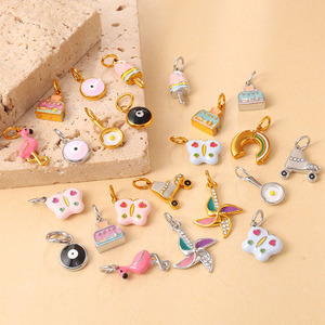 Colgante de acero inoxidable de formas mixtas para hacer pulseras, accesorios de joyería DIY, patrón de ojo de demonio de flamenco - Product Image 1