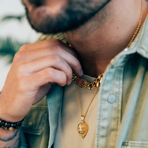 Punk Runde Form Löwenkopf Anhänger Männer Edelstahl Weiß Wolf Charms Bordstein kette Halskette Valentinstag Geschenk für ihn - Product Image 4
