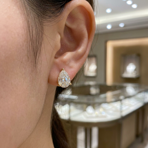 Exquisite Pear Cut Lab Made Diamond Bezel Solitaire Stud <b>Earrings</b> IGI 14K Gold Custom Lab Made Diamond <b>Earrings</b> <b>Fine</b> Women Jewel - Product Image 2