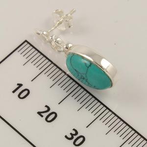 Stud <b>Post</b> Daily Wear <b>Earrings</b> Turquoise (S) Gemstones 10x14 Oval Cut Cab 925 Solid Pure Sterling Silver Faishonable Jewelry - Product Image 2