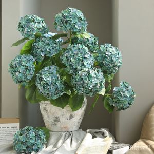 ดอกไฮเดรนเยียประดิษฐ์จากไหมสีฟ้าเขียว ยี่ห้อ Yihua Floral Art สำหรับตกแต่งบ้าน กิ่งเดี่ยว สไตล์โมเดิร์นเรียบง่าย - Product Image 1