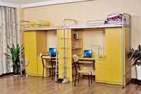 Cama litera doble para estudiantes, estructura de cama alta, cama escolar, apartamento universitario, muebles de dormitorio de madera y metal, tubo metálico moderno