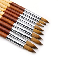 Pinceau à ongles professionnel de luxe en fourrure de vison, tête ronde, sculpture 3D, dégradé ombré, deux couleurs, manche en bois, outil de manucure