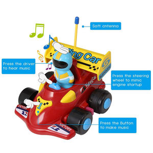 Vente flash - Voiture de course télécommandée pour enfants, électrique, acousto-optique, dessin animé, 2 canaux, volant, télécommande, avec lumière et musique - Product Image 4