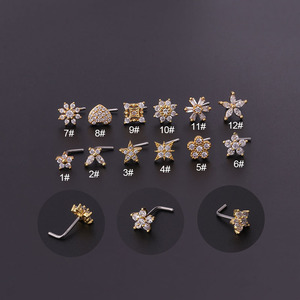 Piercing para la nariz, sin plomo, circonita, acero inoxidable - Product Image 4