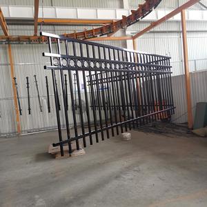 Clôture de sécurité en <span class=keywords><strong>fer</strong></span> <span class=keywords><strong>forgé</strong></span> à plateau plat tubulaire galvanisé avec revêtement en poudre noire, hauteur de 7 pieds, facile à assembler - Product Image 2