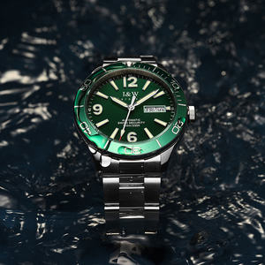 นาฬิกาข้อมือผู้ชาย I&W SII NH36 ระบบออโตเมติกหรูหรา เครื่อง <span class=keywords><strong>Seiko</strong></span> สีเขียว กันน้ำ 100 เมตร พร้อมคุณสมบัติสำหรับเล่นกีฬา - Product Image 5