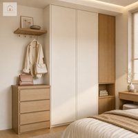 Armoire en bois XINGRUO, armoire de rangement pour chambre à coucher avec tiroirs, armoire à vêtements autoportante intégrée pour meubles de maison
