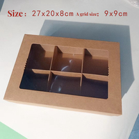 Jiugongge Hot Pot & Barbecue Boîte à emporter en papier kraft Boîte à déjeuner jetable avec emballage créatif en feuille transparente pour sushi