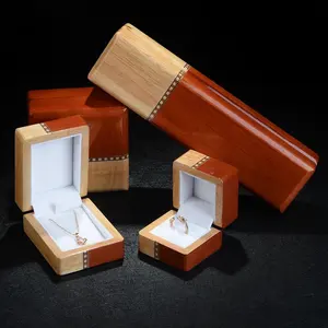 高級2色カスタム卸売木製ボックスミッドセンチュリージュエリーボックス