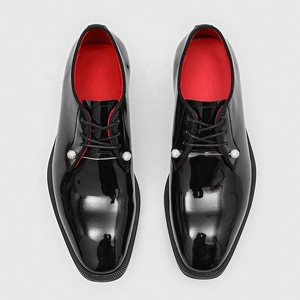 Chaussures habillées formelles pour hommes en cuir verni noir, à bout pointu, à lacets, imperméables, doublure en PU, semelle extérieure en caoutchouc, toutes saisons - Product Image 2