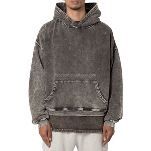Felpa con cappuccio stile Vintage francese personalizzata con cappuccio pesante e acido lavato per stampa a sbuffo tessuto in spugna sbiadito da sole per <span class=keywords><strong>Autu</strong></span> - Product Image 1