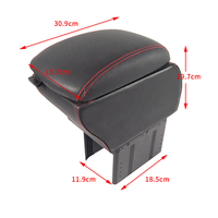CARFU AC-481 Sandaran Tangan Mobil Universal Warna Hitam Bahan ABS Kulit Kayu dengan Dua Ventilasi Udara dan Soket USB Aksesoris Interior Mobil