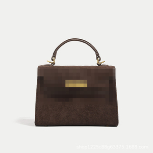 Sac à main Kelli carré horizontal tendance rétro en daim texturé avec fermoir à pression, nouvelle mode transfrontalière, sac à main polyvalent - Product Image 4