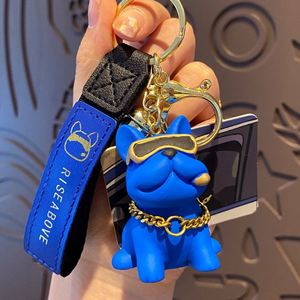 New Design Creative Cool Cartoon French Bulldog Keychain Dog Shape <b>Key</b> <b>Chain</b> Keyring Pendant 3D Doll Soft PVC Dog Keychain - Product Image 4