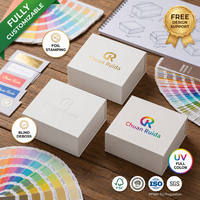 Boîte magnétique rigide de luxe blanc crème avec logo en feuille d'or pour ensemble de soins de la peau et collection de cadeaux cosmétiques