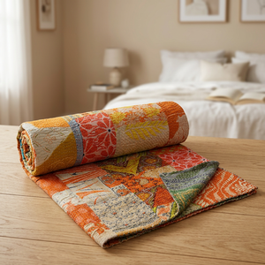 Edredón Kantha One Of Kind de algodón indio al por mayor - Product Image 1