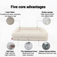 Lit orthopédique personnalisé pour animaux de compagnie avec oreillers latéraux, matelas confortable et apaisant pour chiens et chats, design écologique