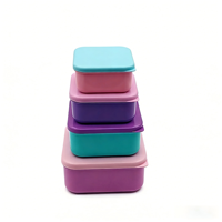 Boîte à goûter pour enfants en plastique sans BPA, avec couvercle anti-fuite, conteneur de stockage alimentaire carré multicolore, boîte à lunch