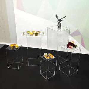 Acrylic Flower Square Stand Wedding Transparent Acrylic Decorative Plinths <b>Clear</b> Cake Display Stand for Party - Product Image 4