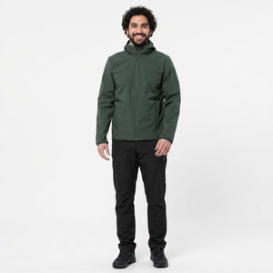 Veste coupe-vent imperméable Veste à capuche zippée en toile de coton de marque avec design personnalisé Utilisation extérieure décontractée Léger - Product Image 1