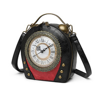 Sac à main de luxe pour femme, design unique, en forme de montre, petit sac bandoulière vintage en cuir PU