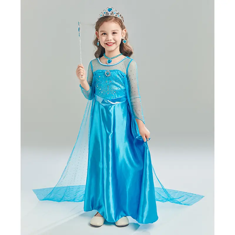 Großhandel Kinder Schnee königin Elsa Anime Mädchen Cosplay Kleidung Prinzessin Kleid Performance Kleid Kinder Halloween Kostüme