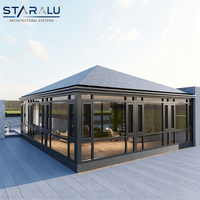 Véranda en aluminium préfabriquée avec technologie de rupture thermique pour espace de détente en jardin toute l'année