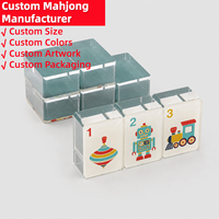 Jeu de Mahjong Américain de Démarrage Bleu Teal Foncé en Acrylique pour Enfants, Tuiles de Mahjong Rétro, Jeux Imprimés, Jeu d'Intérieur et d'Extérieur