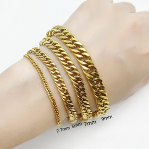 Pulsera de eslabones cubanos de acero inoxidable con baño de oro de 18 quilates para hombre y mujer, no se deslustra, venta al por mayor - Product Image 6