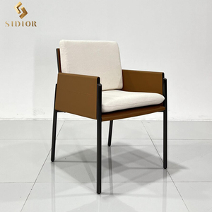 Stile europeo in velluto moderno pelle nordica sedia da pranzo poltrona per soggiorno - Product Image 1