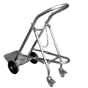 Stainless Steel Gas Cylinder Trolley 1010x430x720mm <b>Foldable</b> Four-Wheel Industrial Handcart Lake Blue - Product Image 5