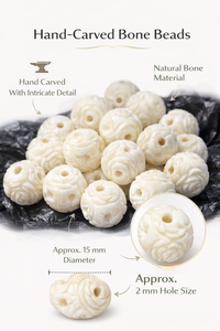 Cuentas de Cuerno de Búfalo Ecológicas Talladas a Mano con Diseño Floral, Cuentas Decorativas Redondas para la Elaboración de Joyas y Diseño Artesanal - Product Image 5