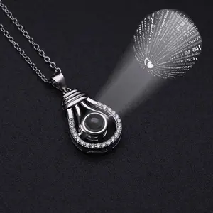 DiFeiYa Factory Wholesale 925 Plain Silver Jewelry 100 Languages I Love You Cz Zircon Necklace Pendant For Women