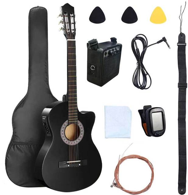 HUASHENG 38 Inch High Gloss Acoustic Electric Guitar OEM ODM Manufactory Cutaway Guitar Electric Acoustic with Bag,Accessories