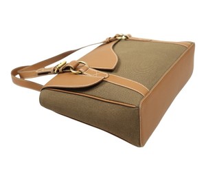 Elegant Brown Canvas and Caramel Leather Handbag for Women Chic <b>Tote</b> Shoulder Bag Ladies Fashion Purse for Office Daily Use - Product Image 4