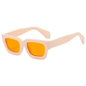 Óculos de sol vintage preto grosso moda quadrado retângulo óculos de sol 2024 mulheres homens designer tons logotipo personalizado