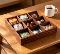 Plateau de service moderne en bois à 9 compartiments pour fruits secs, snacks, noix, décoration de table basse, logo personnalisé
