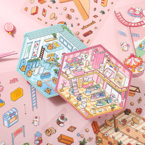 Mini Diorama 3D de Casa, Pegatinas Autoadhesivas, Escena Micro Creativa DIY, Diversión para Niños, Collage de Animales, Juguete Educativo, Decoración, Venta al por Mayor - Product Image 5