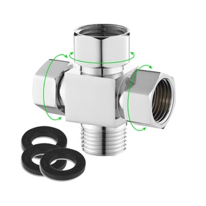 X5 Polished Chrome Brass <b>Sink</b> Valve Diverter Faucet Splitter, Bathroom <b>Sink</b> Faucet to 4 Way Hose Adapter Splitter Fitting - Product Image 1