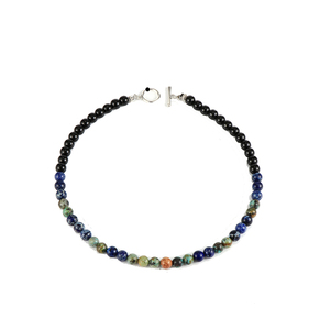 Zooying Natural Mapa Pedra Olho de Tigre Lapis Lazuli Pedra Beads Homens Gargantilha Colar Hematita Lava <span class=keywords><strong>Rock</strong></span> Chain Jóias - Product Image 2
